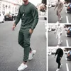 Erkeklerin Trailtsuits Erkek Leisure Pants Set Uzun Kollu T-Shirt Düz Renkli Spor Giyim Marka Giysileri 2 Parça Setçiler
