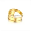 Band Rings High Quality Stainless Steel Gold Ring Personalized Customize Engraved Name For Women And Men Trendy Jewelry Gift Drop Del Dhwcq