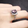 Rings Europese en Amerikaanse stijl Women Classic Artificial Purple Crystal Zirkon Diamond wit goud vergulde vierkante ring Girls Wedding Party Sieraden Geschenk verstelbaar