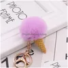Party Favor Plush Ice Cream Key Ring Soft Ball Keychains Keys Holder Lage Bags Pendant Gift Toys Birthday Supply 1 8tz H1 Drop Deliv DHGCI