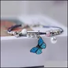 Charm Bracelets Individuality Cute Butterfly Drip Glaze Pendant Bracelet Handwowen Hand Made Bells Bangles For Women Girl Children D Otakt