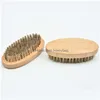 Brushes Boar Bristle Hair Beard Brush Hard Round Wood Handle Antistatic Comb Hairdressing Tool For Men Trim Customizable Drop Delive Dhrhf