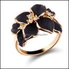 Cluster Rings Alloy Flower Ring Black White Girl Jewelry 18Mm Gardenia Crystal Exquisite 1 5Hl Q2 Drop Delivery Dhtau