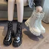 Boots Female Motorcycle 2023 Buckle Lace Up Ankle Short Women Round Toe Classic Sole Shoes Woman Winter Antumn Sale