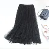 Skirts TFETTERS Layer 3 Butterfly Flocking Mesh Long Womens 2023 Spring/summer Splicing Skirt A Line Mid Women Clothing