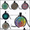 Kolye Kolye Hint Mandala Hayat Çiçeği Kolye Vintage Budizm Meditasyon Cabochon Cam Kadınlar Moda Takı Dr Otdsh