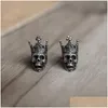 Stud 100 925 Sterling Sier Creative Retro Skl King Crown Earring Punk Gothic Style Ear Pin For Men Women Jewelstud Drop Delivery J DH7IT