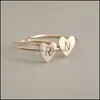 Band Rings 26 Az English Letter Ring Initial Sier Gold Love Heart High Quality Threecolor Women Fashion Jewelry Wholesale Drop Delive Dhw0I