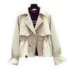 Women's Trench Coats Coat Short Windbreaker 2023 Spring Autumn Large Size Loose Drawstring Outerwear Femmino K223