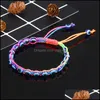 Bracelets de charme à la main Turquie bleu mauvais œil pour les femmes tressé corde corde Fatima perles chaîne bracelet bijoux de mode cadeau Drop Deliv Otqtq