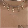 Chokers Vintage Gothic Cross Necklace For Women Mtilayered Gold Color Metal Faith Choker Womens Neck Chain Party Jewelry 3528 Q2 Dro Dhzkh