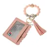 Party Favor Us Stock Fashion Pu Leather Armband Wallet Keychain Tassels Bangle Key Ring Holder Card Bag Sile Pärrad Wristlet Drop D DH7ZJ