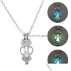 Pendant Necklaces Glow In The Dark Star Tree Of Life Dragon Love Owl Key Pegasus Open Cage Lockets Chain For Women Fashion Jewelry D Dhbk5