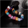 Beaded Colorf Natural Stone Bracelets для женщин Мужчины, исцеляющие радужные бусинки, йога эластичность брасх