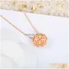 السحر الأوروبي 2021 الاتجاه الشهير العلامة التجارية Pure 925 Sterling Sier Netclace Jewelry for Women Luxury Rose Gold Camellia C Drop Drose Dhtld