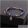 Kralen streng schattig elegant design natuursteen rozenkwarts blauwe lapis cz pave handcharm elastische kralen armband voor vrouwen sieraden gi dhsmmm