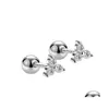 Stud moda zircone a forma di cuore vite prigioniera a sfera in acciaio inossidabile asta sottile piercing gioielli orecchini consegna goccia Otjfq