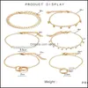 Łańcuch link Bohemian Gold Tassel Link Bracelet dla kobiet Boho Biżuteria Geometryczna liście koraliki warstwowe ręce Bransoletka Bk Who dhuqa