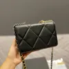 Women opalizujący klasyczny mini klapa 19 torebki jambskina portfel pikowany łańcuch łańcucha bransoletki dwukolorowy crossbody ramię pochette torebka karty 20x13 cm