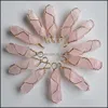 Arti e mestieri Pietra naturale Quarzo rosa Punto a forma di pilastro Pendenti in filo di ferro fatti a mano per orecchini di collana di gioielli che fanno goccia D Dhdfs