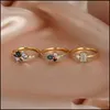 Wedding Rings Cute Female White Blue Crystal Ring Set Yellow Gold Color For Women Luxury Bride Round Square Oval Engagement 1908 T2 Dh6Nz
