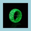 Band Rings Fashion Colorf Luminous Sile Women Jewelry Glow In The Dark Finger Ring For Man Gift Drop Delivery Otoy2