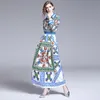 Lässige Kleider Frühling 2023 Damenkleid Retro Nationalstil Anmutiges Revers Modedruck Slim Langarm Lang mit Chinesisch