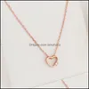Pendant Necklaces Fashion Rhinestone Heart Necklace Rose Gold Layered Love For Women Girls Jewelry As Valentines Day Giftz Drop Deli Dhrsp