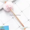 Pallpoint Pens Pen Fluffy Ball Top Black Ink Point 1mm School School Secords Higd For Kids Tethings Women XBJK2112 Drop Deli DHRBC