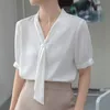 Women's Blouses & Shirts Fashion Blouse V-neck Short Pretty And Chiffon White Shirt 2023 Elegant Summer Womens Tops Female Cloth