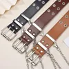 Belts Unisex Punk European And American Style Double Exhaust Eye Belt Chain Pendant Personality Jeans BeltBelts Enek22