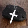 Pendant Necklaces Stainless Steel Simple Cross Necklace For Women Fashion Sier Gold Plating Christian Pray Jesus Chain Jewelry Gift Dhcjh