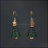 Dangle Chandelier Creative Mtilayer Spring Earrings Deer Christmas Hat Small Fresh Fivepointed Star Fashion Tree Women Earring Dro Otovk