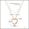 Pendant Necklaces Fashion Rhinestone Heart Necklace Rose Gold Layered Love For Women Girls Jewelry As Valentines Day Giftz Drop Deli Dhrsp