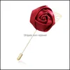 Pins Brooches 33 Colors Luxury Fabric Rose Flower Lapel Pin Mens Uniform Coat Clothes Badge Broaches For Women Wedding Party Fashio Ot0Qx