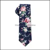 Neck Ties Casual Floral Print Tie For Men Skinny Cotton Wedding Mens Neckties Classic Suits Fashion Accessories Drop Delivery Otola