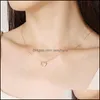 Pendant Necklaces Fashion Rhinestone Heart Necklace Rose Gold Layered Love For Women Girls Jewelry As Valentines Day Giftz Drop Deli Dhrsp