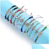 Charm Bracelets 12Pcs/Set Blue Evil Eye For Women Crystal Tree Hand Cross Heart Turtle Beads Rope String Chain Adjustable Bangle Fas Dhyq7