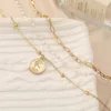 Pendant Necklaces Boho Gold Multi-layer Coin Pearl Necklace Fashion Street Shooting Inlaid Niche Design Ins Clavicle Chains For Men Gift