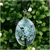 Pendentif Colliers De Mode Fleur Séchée Spécimen Ovale En Verre Cabochon Arbre De Vie En Cuir Cire Corde Chaînes Pour Femmes Diy Bijoux Cadeau Dhset