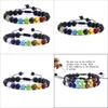 Arts And Crafts Natural Stone 7 Chakra Black Lava Weave Tree Of Life Bracelets Aromatherapy Essential Oil Diffuser Bracelet For Wome Dhv3F