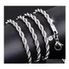 Chaînes 925 Sterling Sier 2mm M chaîne de corde torsadée colliers pour femmes hommes bijoux de mode 16 18 20 22 24 26 28 30 pouces goutte livraison otmke