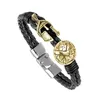 Bracelets de link cadeia Retro Men Bracelet Sparta Warrior Luxury Lexather Leather Women Jóias Finas Pulseira Masculina