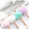 Pallpoint Pens Pen Fluffy Ball Top Black Ink Point 1mm School School Secords Higd For Kids Tethings Women XBJK2112 Drop Deli DHRBC