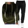 Mens Tracksuits Men Tracksuit sets Fleece Two Piece Hooded Pullover Sweatpants Sportkläder 4xlconJuntos Masculinos 230114