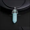 Arts And Crafts Luminous Stone Necklace Hexagonal Column Pendant Men Women Natural Chalcedony Choker Glow In Dark Jewelry Gift Drop Dhrft