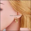 Hoop Huggie Hie Threegraces Fashion Cubic Zirconia 585 Gold Cute Tassel Star Love Heart Earrings For Ladies Trendy Summer Jewelry Dhlzt