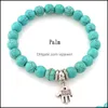 Bedelarmbanden mode turquoise kralen Tree Owl Dolphin Cross Palm For Man Women Sieraden Accessoires Drop levering otkhi