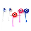 Pailles à Boire 9Pcs / Set Personnalisé Evil Eye St Toppers Er Moules Sile Charmes Pour Tumbers Réutilisable Anti-éclaboussures Bouchon Anti-Poussière Decora Homefavor Dhl0Z