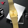 Zegarek na ręce zegarek obserwuje biznesowy kwarc kwadratowy Square Squal ze stali nierdzewnej Casual Gold zegarek 2338WristWatches Wristwatcheswristwat